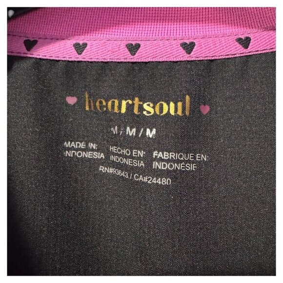 HeartSoul Break On Through Break Free Heart Zips A Beat V-Neck Pink Black Top M - Picture 2 of 4
